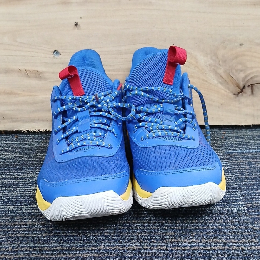 Size 12 Mens Under Armour Curry 3Z7 Basketball Shoes Warriors Blue Yellow - Picture 3 of 10